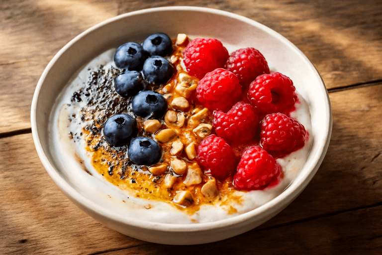 Proteinrik Grekisk Yoghurtfrukost med Bär och Nötter