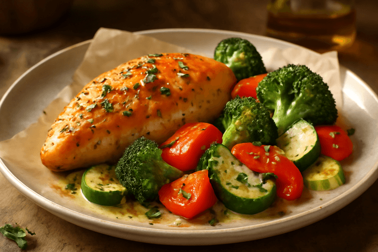 Куриная грудка с овощами и ароматными травами