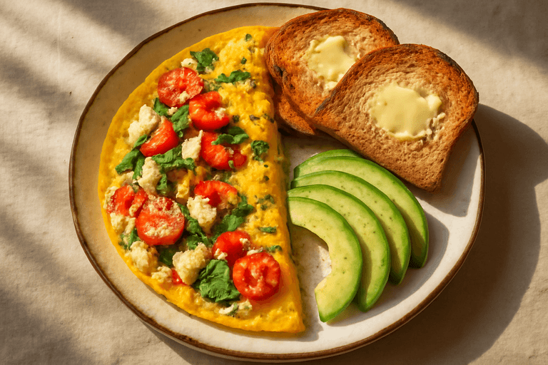 Proteinreiches Power-Omelett mit Vollkornbrot