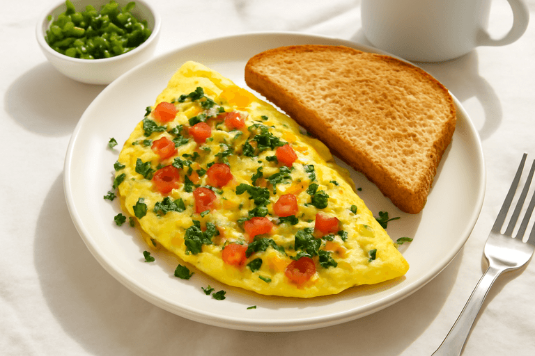Energizing Veggie Omelette with Whole Wheat Toast