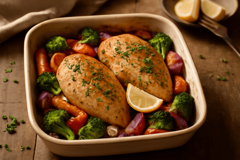 Sunn Ovnsbakt Kylling med Grønnsaker
