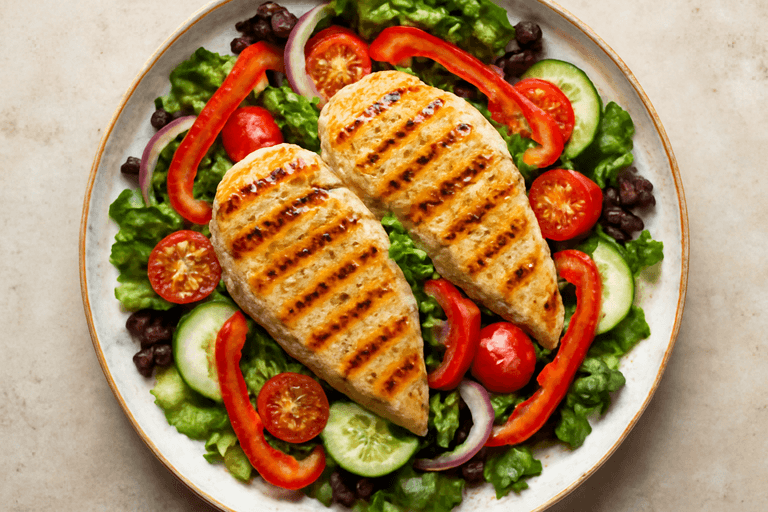 Salată de pui la grătar cu legume crocante