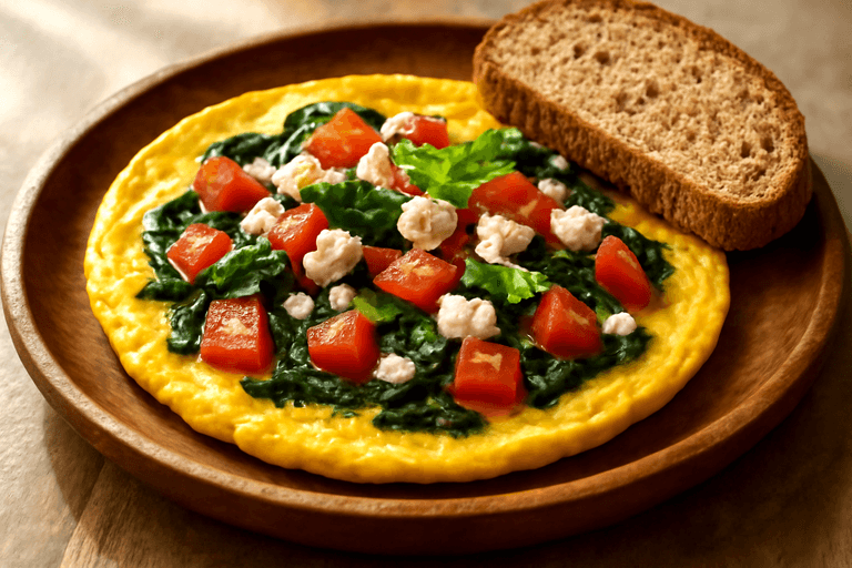 Κλασική Ομελέτα Πρωινού με Σπανάκι & Ντομάτα