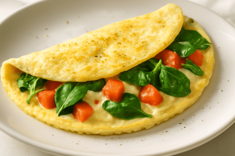 Kraftstart Frukostomelett med Spenat & Tomat