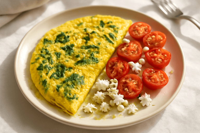 Proteinreiches Spinat-Omelett mit Tomaten und Feta
