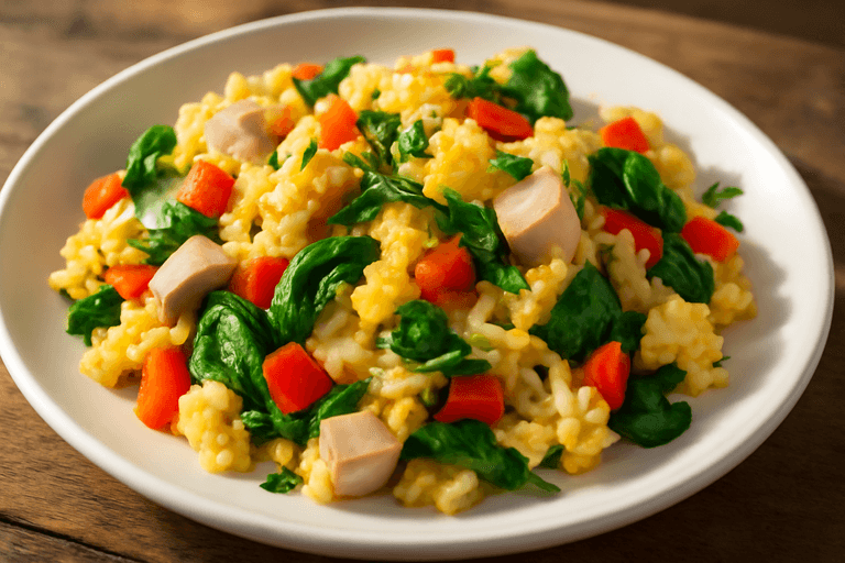 Hearty Veggie & Turkey Scramble