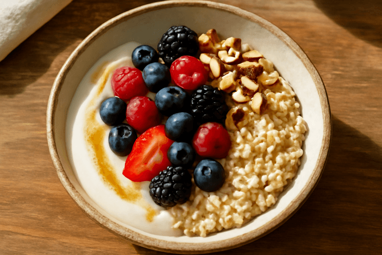Power-Frühstücks-Bowl mit Hafer, Joghurt und Beeren