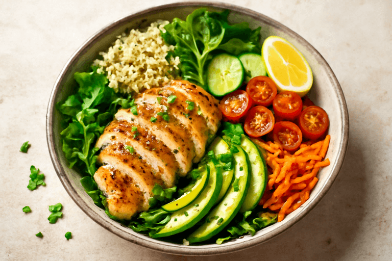 Fräsch Kycklingsallad med Quinoa och Färsk Citronvinaigrette