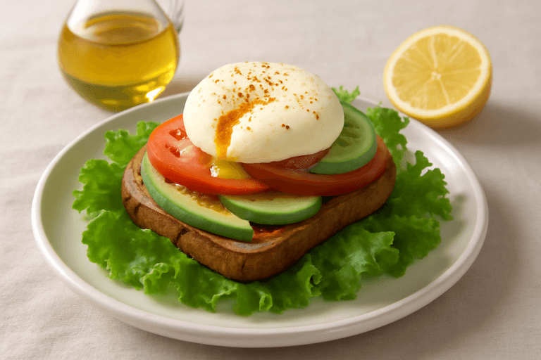 Mic dejun clasic cu ouă poșate și avocado pe pâine integrală