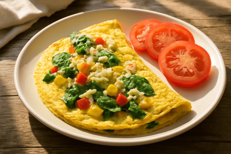 Omletă clasică cu legume și brânză