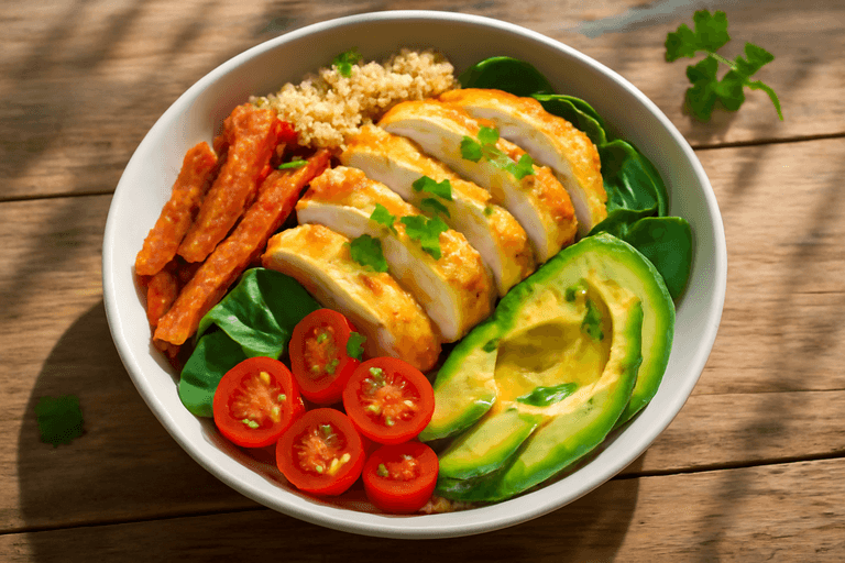 Kycklingsallad med Rostade Grönsaker och Citrondressing