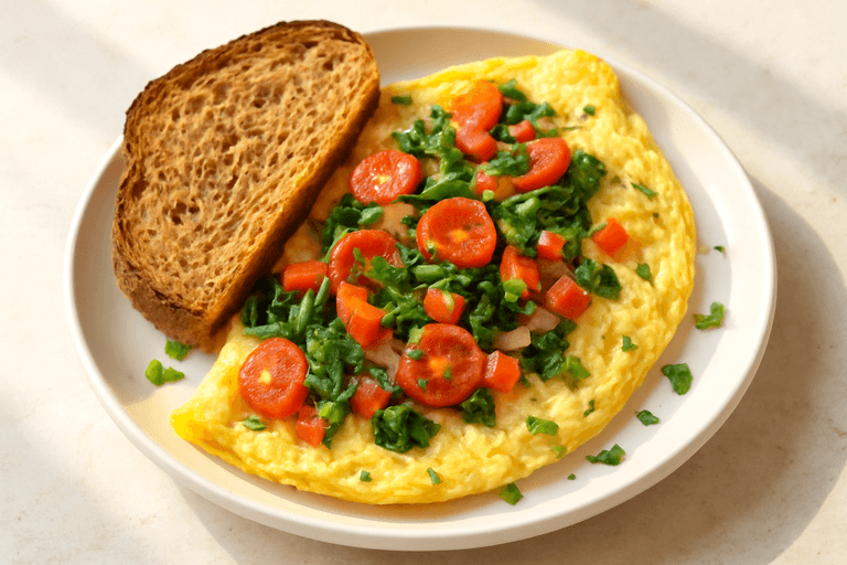 Energizing Veggie Omelette with Whole Grain Toast