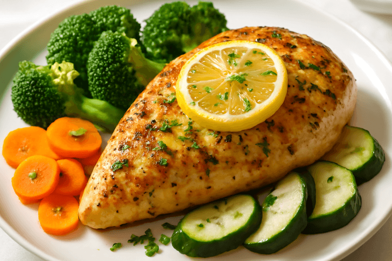 Herbed Lemon Chicken with Steamed Vegetables