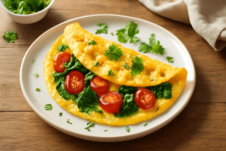 Omelette légère aux épinards et tomates cerises