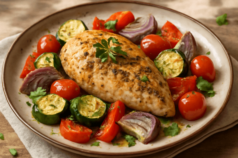 Poulet rôti aux légumes méditerranéens