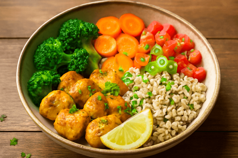 Leichter Hähnchen-Gemüse-Bowl