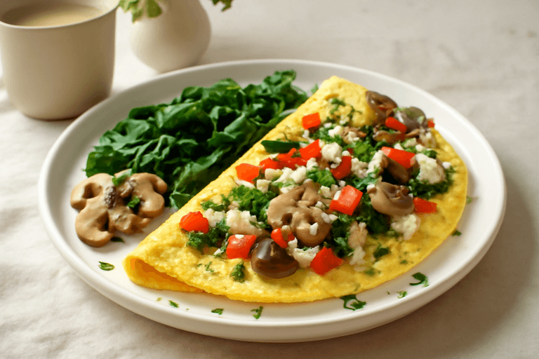 Leichter Gemüse-Omelett-Frühstücksteller