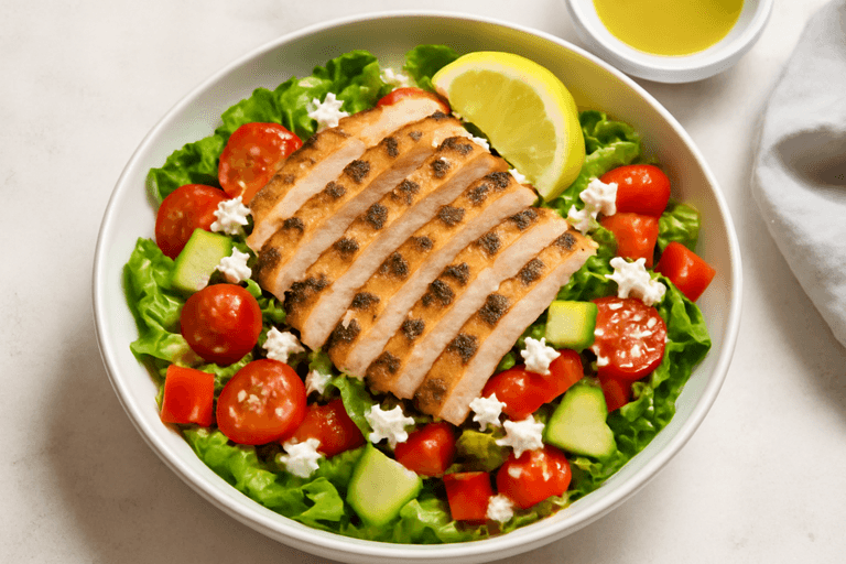 Salade de poulet grillé méditerranéenne légère