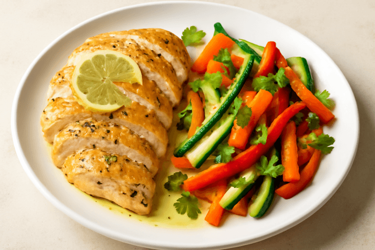 Klasyczny filet z kurczaka z warzywami na parze