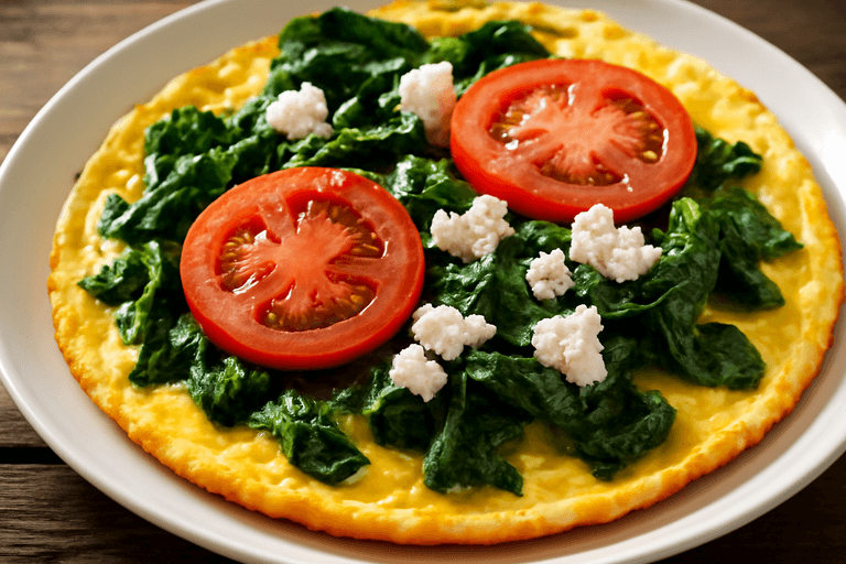 Proteinrik Spenat-Omelett med Tomat och Feta