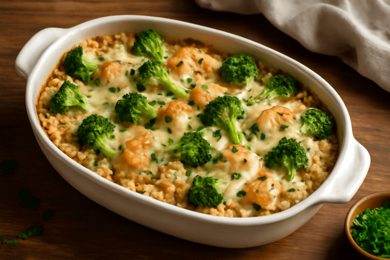 Lätt Kycklinggratäng med Broccoli & Fullkornsris