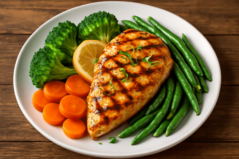 Grilled Lemon Herb Chicken with Steamed Vegetables