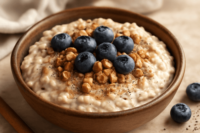 Proteinrik Havregrynsgröt med Bär och Nötter