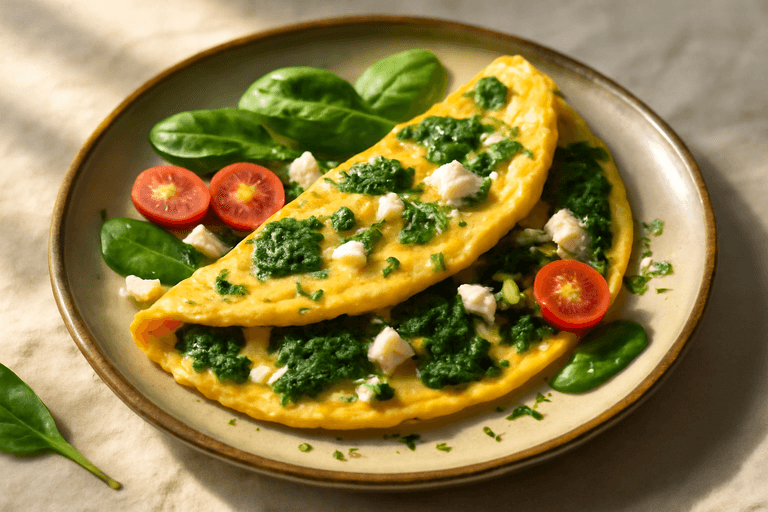 Proteinrik Spenatomelett med Tomat och Fetaost