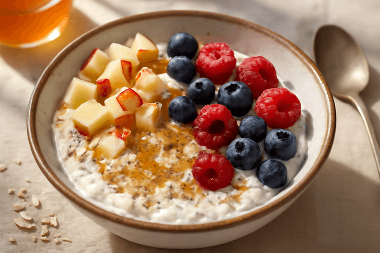Protein-Power-Frühstücksbowl mit frischen Beeren