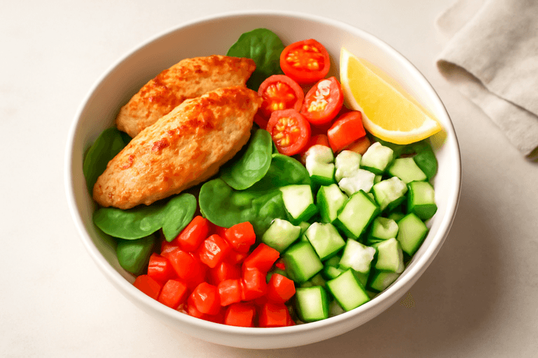 Leichter Hähnchen-Gemüse-Bowl