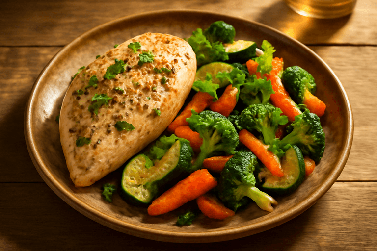 Leichtes Zitronen-Kräuter-Hähnchen mit Ofengemüse