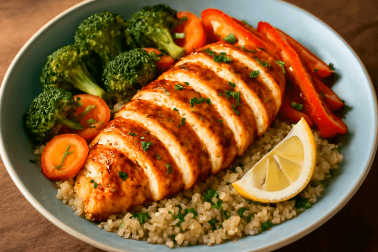 Kleurrijke Kipfilet met Geroosterde Groenten en Quinoa