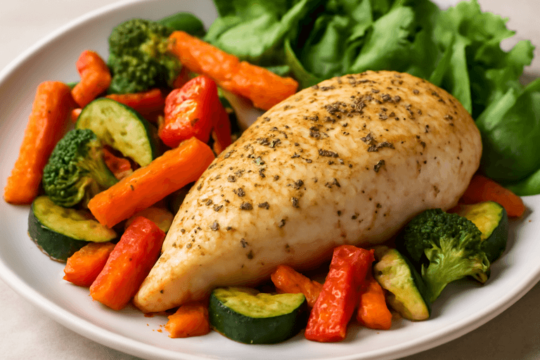 Pui la cuptor cu legume colorate