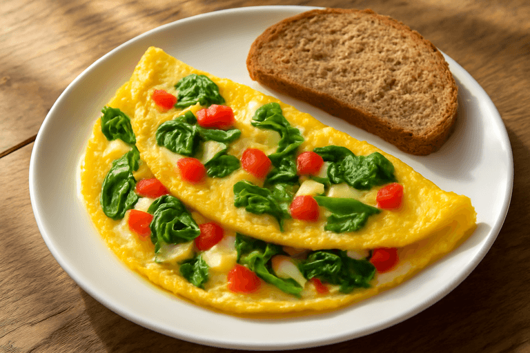 Omletă energizantă cu legume și brânză slabă