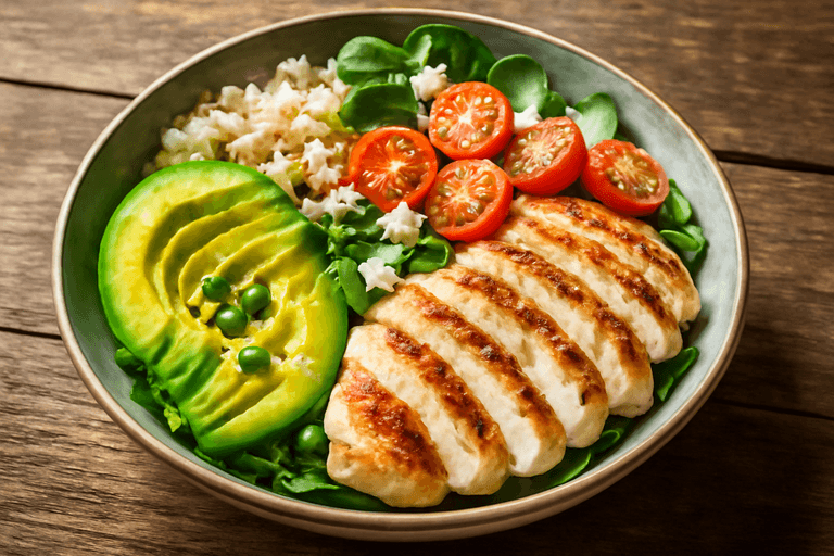 Salată clasică de pui cu avocado și quinoa