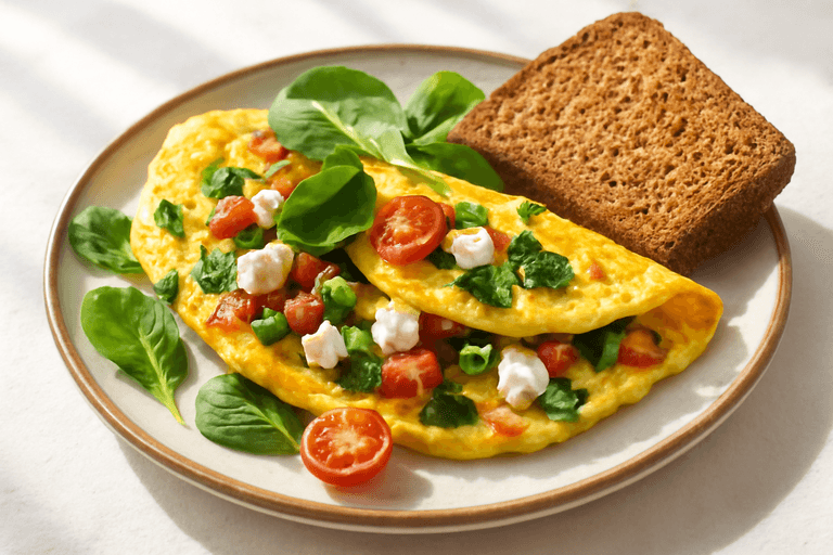 Omletă sănătoasă cu legume și brânză feta