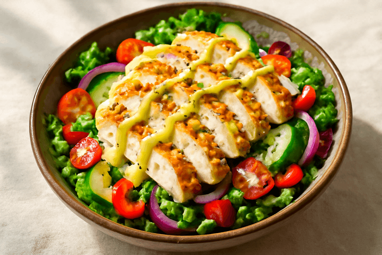 Leichter Hähnchen-Gemüse-Salat mit Joghurtdressing