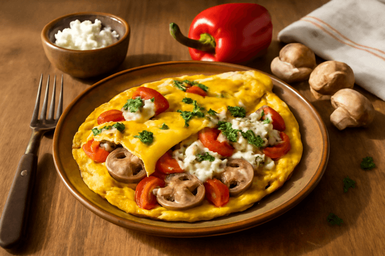 Omletă Clasică cu Legume și Brânză