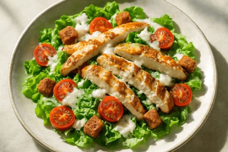 Knapperige Kip Caesar Salade met Volkoren Croutons