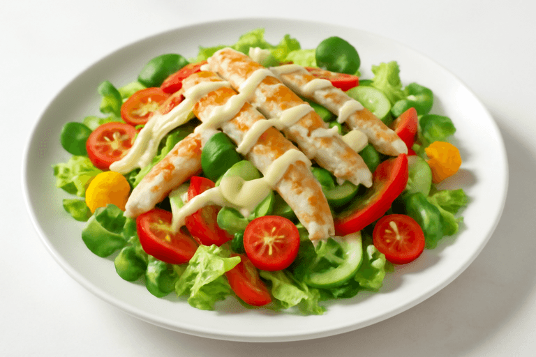 Leichter Hähnchen-Gemüse-Salat mit Joghurt-Dressing