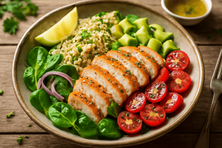 Fräsch kycklingsallad med quinoa och avokado