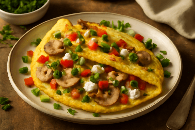 Omletă clasică cu legume și brânză
