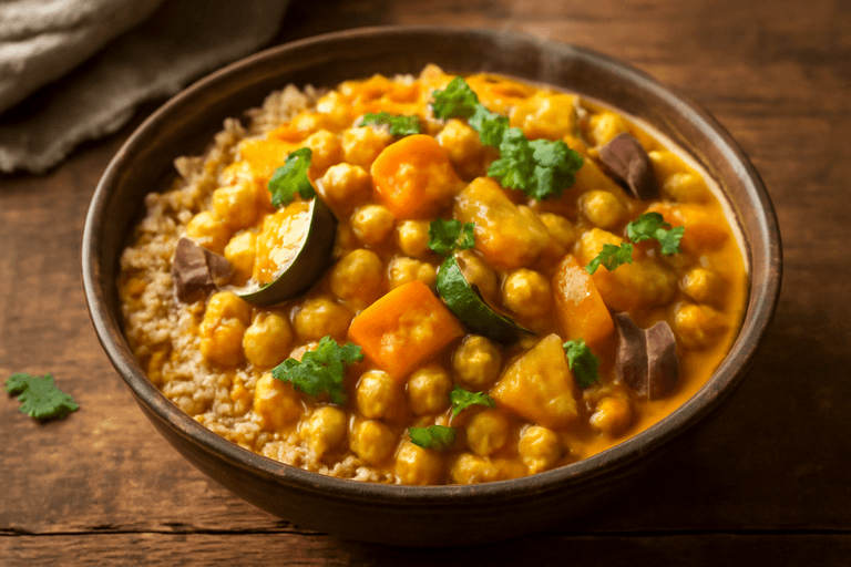 Curry de pois chiches aux légumes rôtis