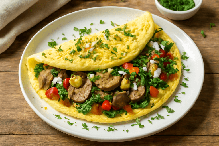 Proteinreiches Gemüse-Omelett mit frischen Kräutern