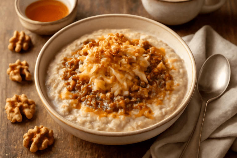 Lekka owsianka z jabłkiem i cynamonem