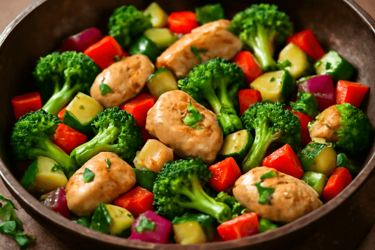 Leichtes Hähnchen-Gemüse-Pfanne