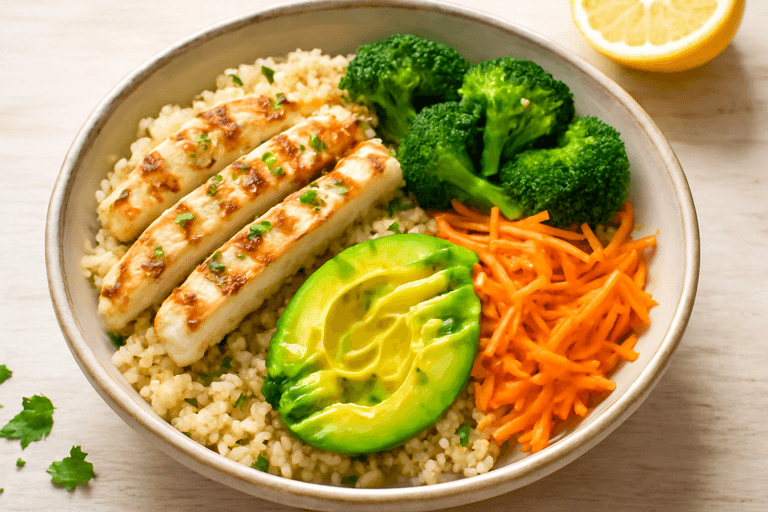 Bowl Clássico de Frango Grelhado com Legumes e Quinoa