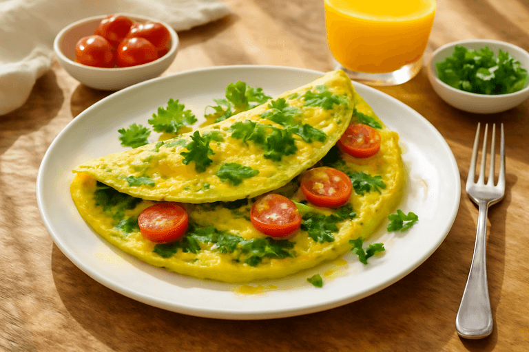 Omelete Energética com Espinafre e Tomate