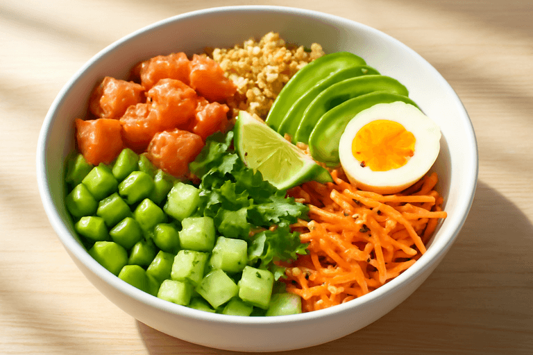 Proteinrik Poke Bowl med Lax och Quinoa