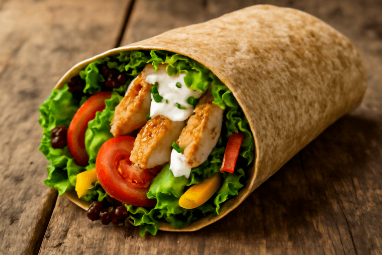 Leichter Hähnchen-Gemüse-Wrap